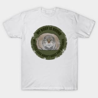 Round Pallas Cat Olive Green T-Shirt